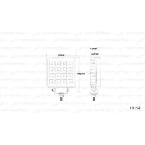 Lampa robocza 16x LED kwadrat z włącznikiem L0154