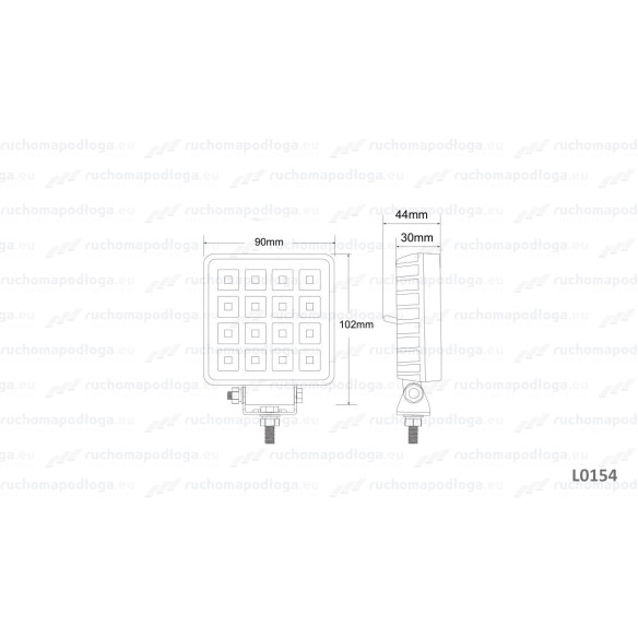 Lampa robocza 16x LED kwadrat z włącznikiem L0154