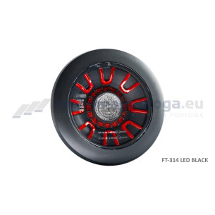 Lampa tylna 3-funkcyjna czarna 12/36V okrągła wpuszczana z przewodem PM CF