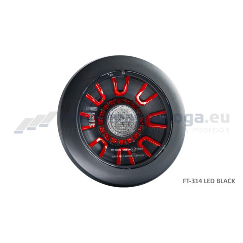 Lampa tylna 3-funkcyjna czarna 12/36V okrągła wpuszczana z przewodem PM CF